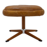 Brown leather swivel footrest with metal base - De Sede, Switzerland.
