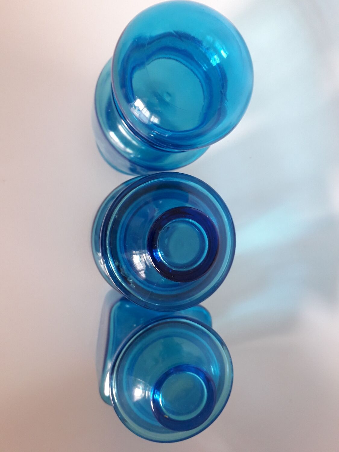 Set of blue glass jars