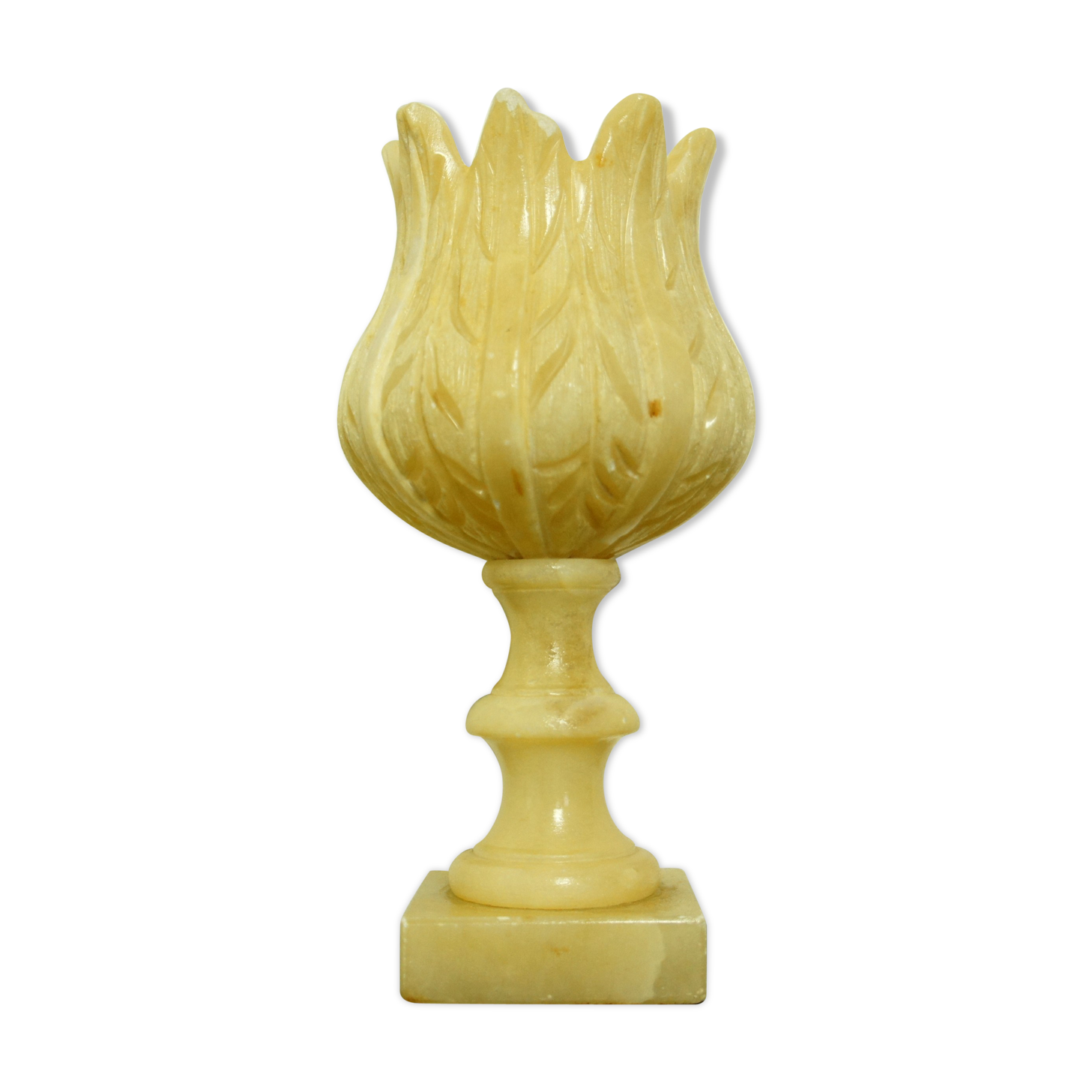 "Tulip" lamp in travertine/cut stone