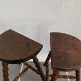 Pair of tripod stools turned wood