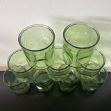 Set of carafe and 9 bubble glass glasses from the 70s