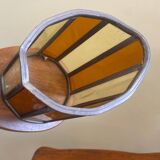 Wooden and stained glass candle holder