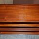 Pair of open dwarf bookshelves in mahogany by Shaws of London.