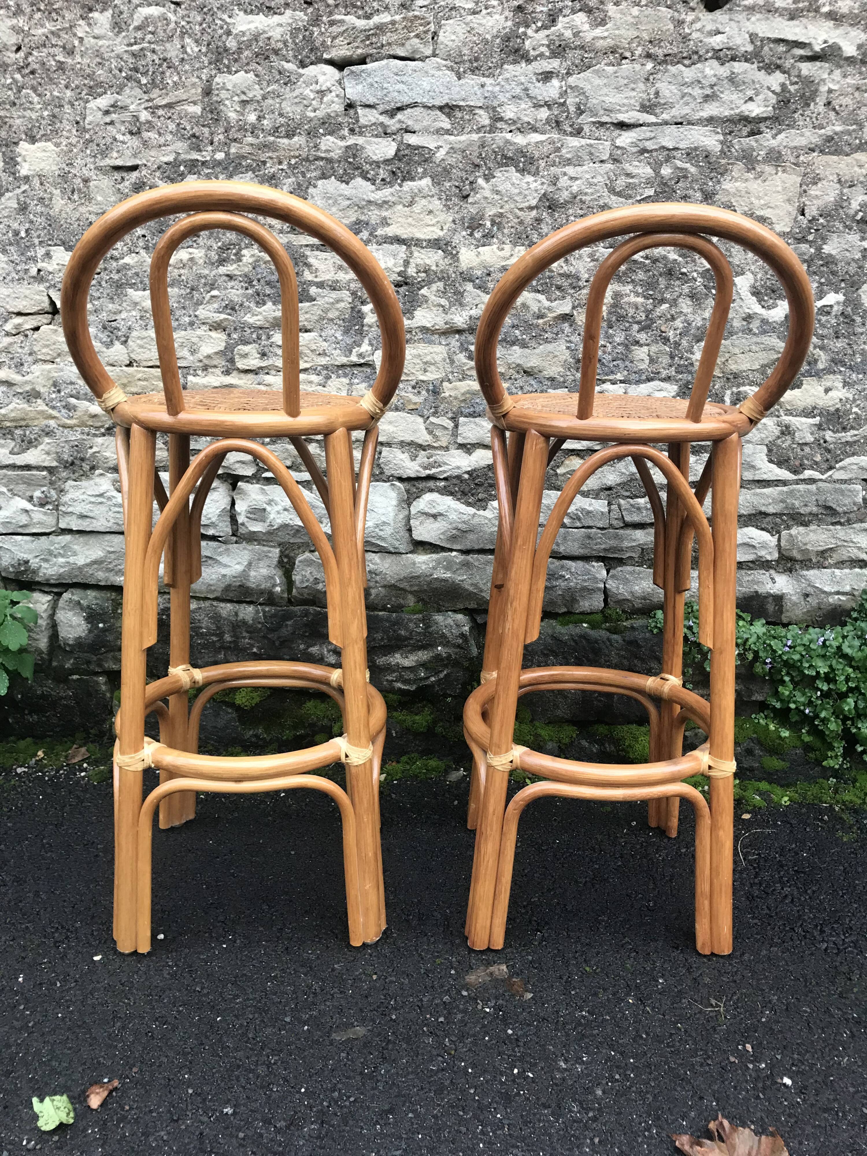 Rattan/bamboo bar and stools