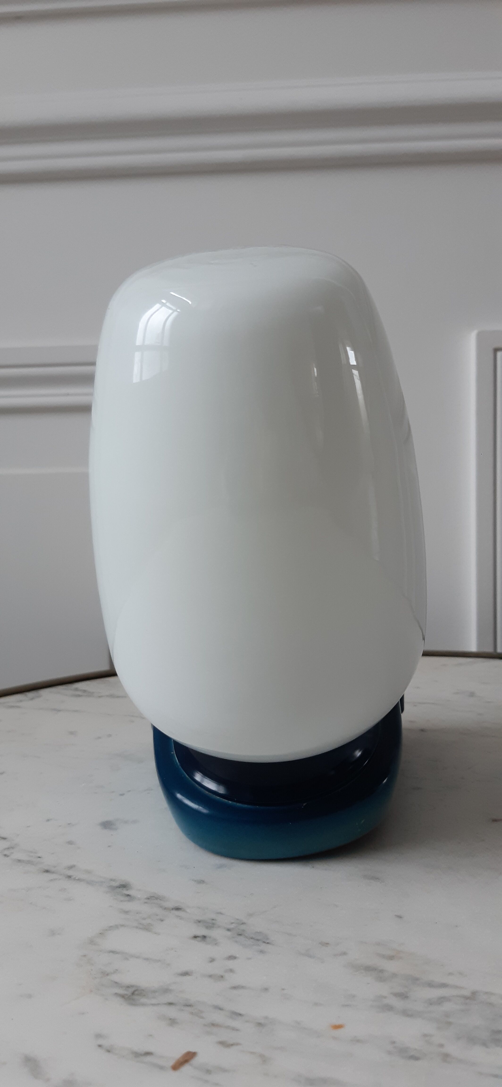 Scandinavian wall lamp in opaline globe and polycarbonate base 70s