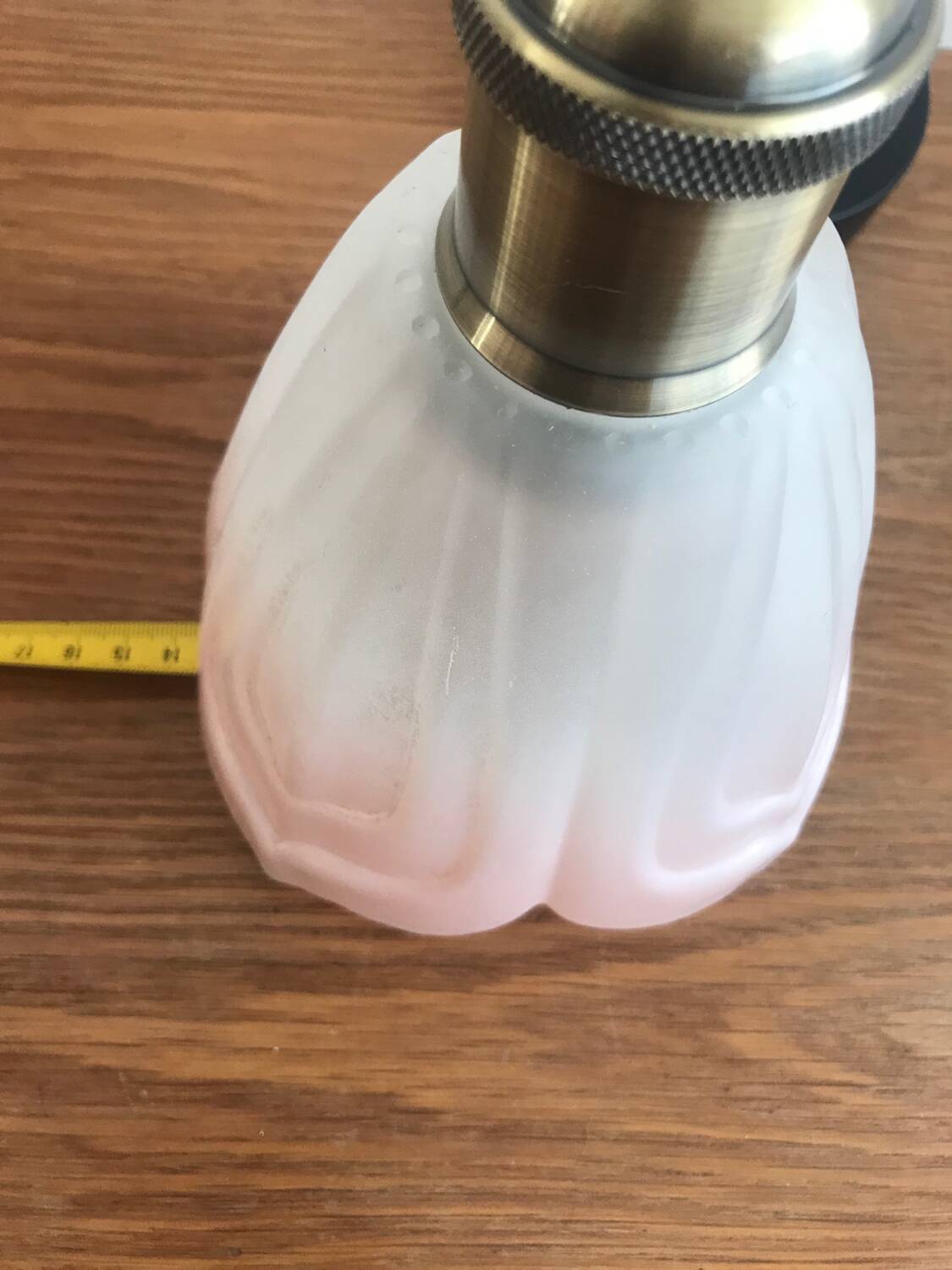 Vintage Frosted Glass Globe Pendant Light Pink Flower Electrical System New