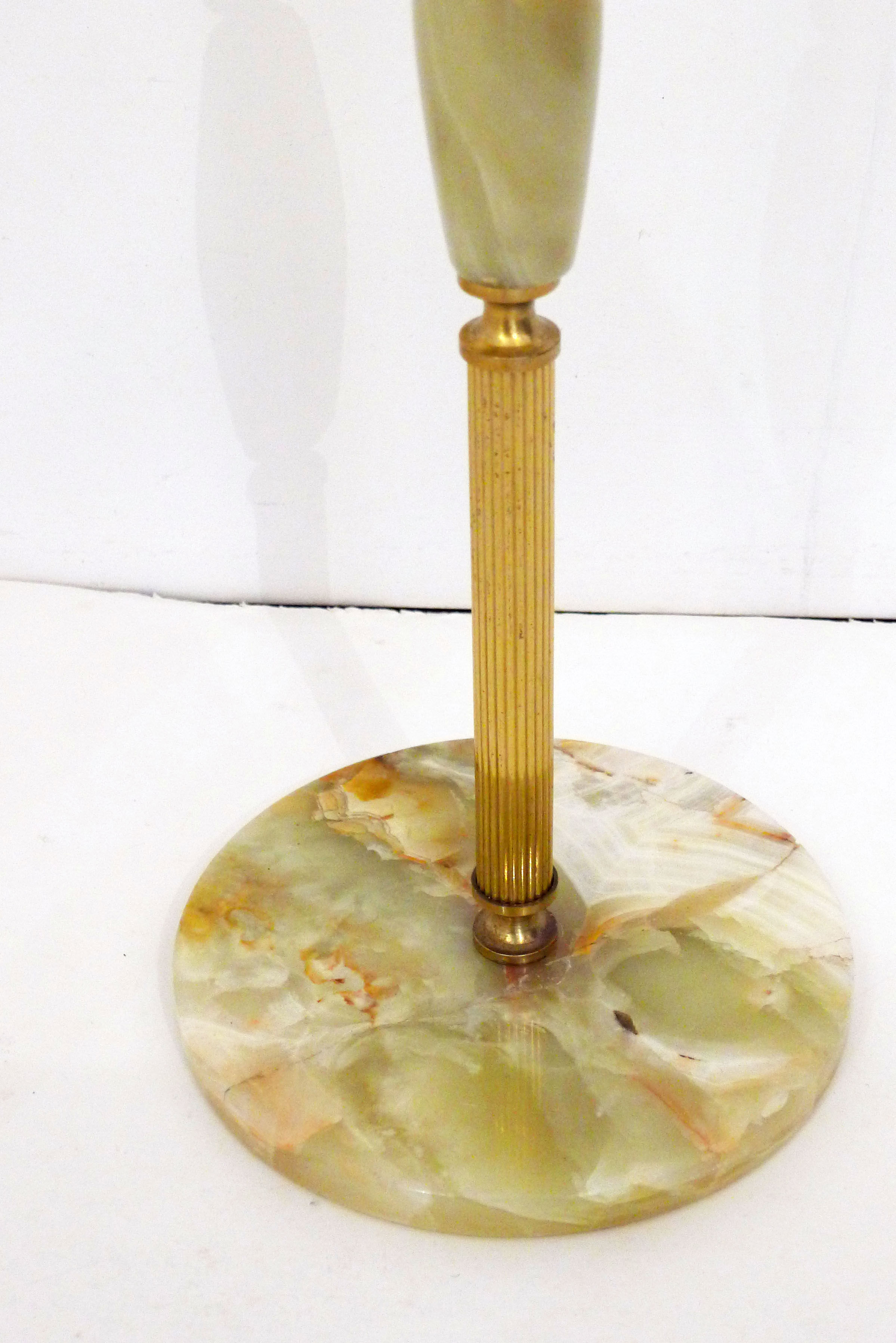 Standing ashtray, onyx & brass