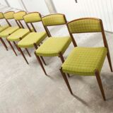 Lot of 6 teak and fabric chairs