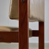 Angular, Teak Wood and Leather Chair with Copper Details, 1970s