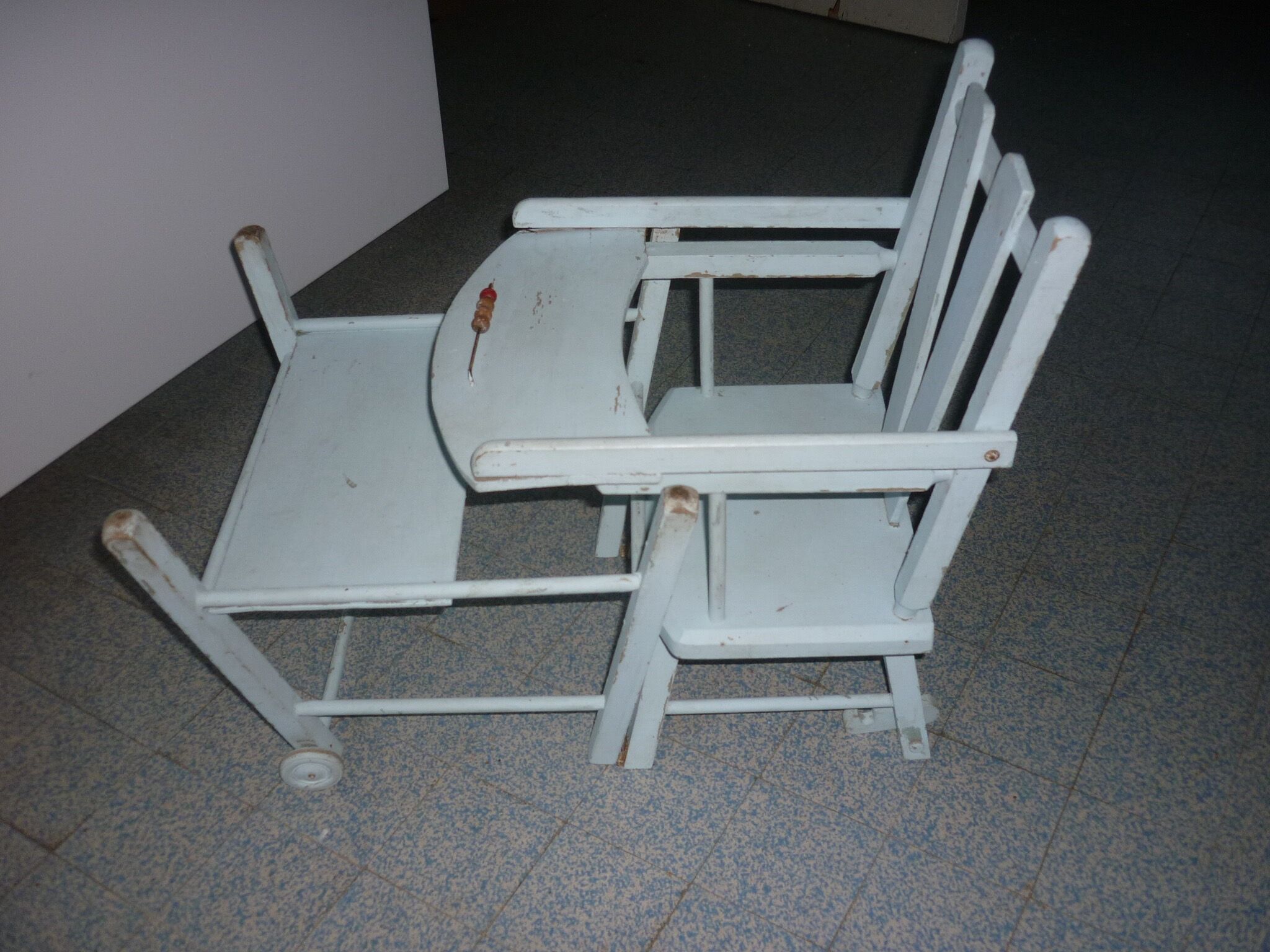 Vintage doll blue high chair