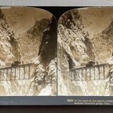 Old photography stereo, stereograph, luxury albumine 1903 Gorge d'Infurnilllo, Peru