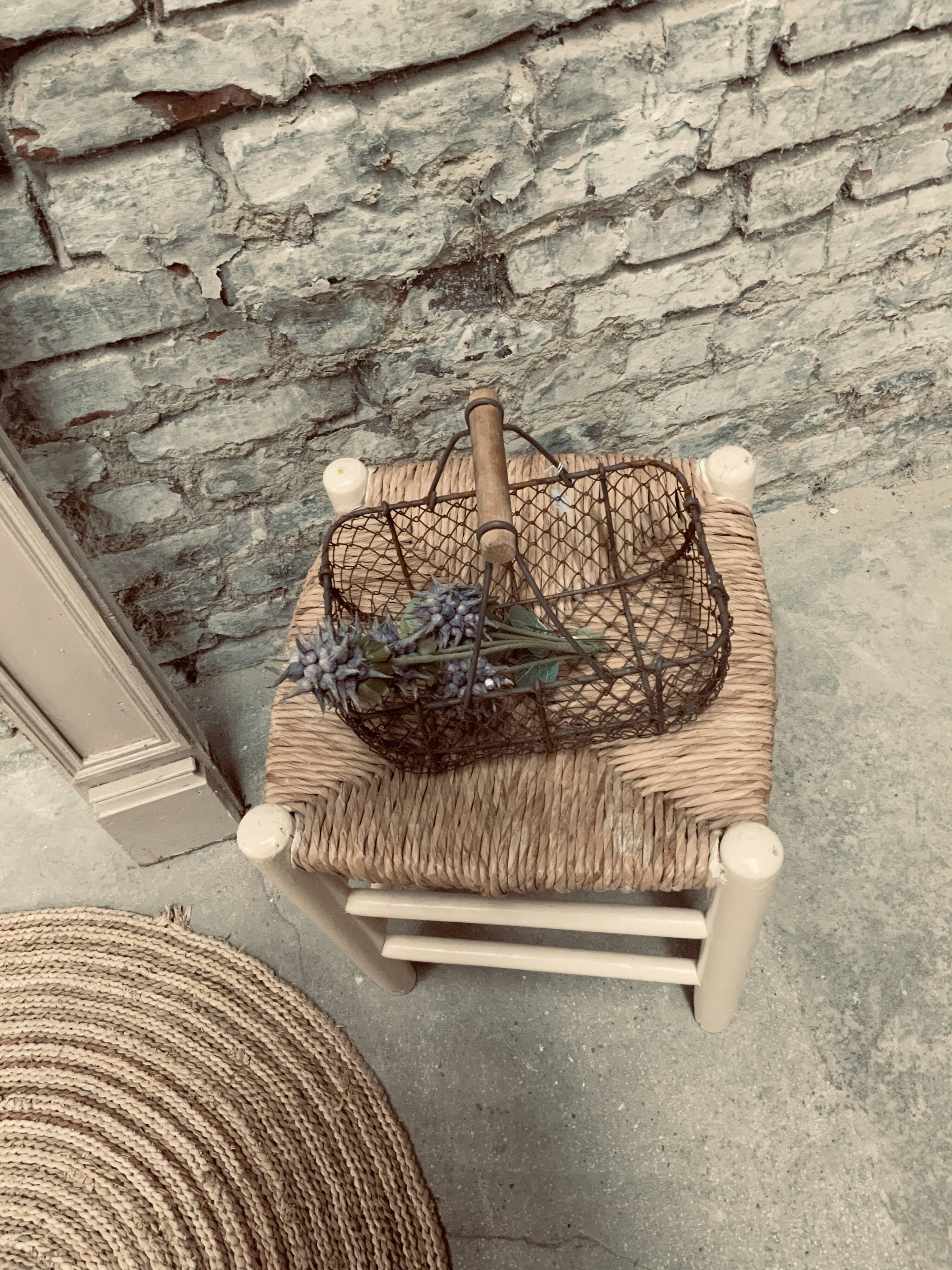 Wooden and straw stool