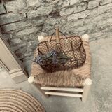 Wooden and straw stool