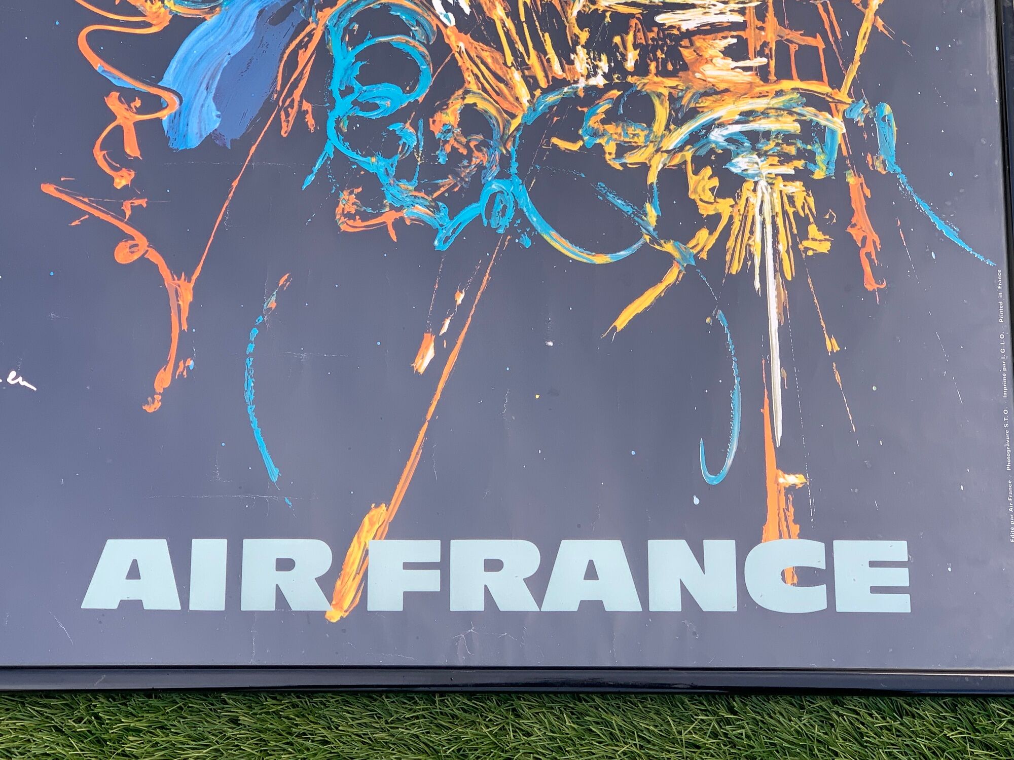 Framed advertising poster Air France by Georges Mathieu, South America, 1967