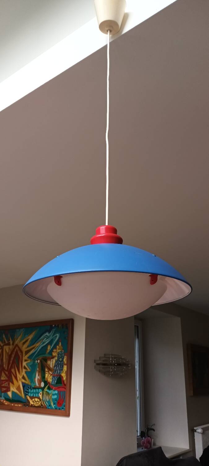 Ikea chandelier, memphis blue