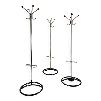 Portemanteaux Bauhaus chromés, années 1930, lot de 3