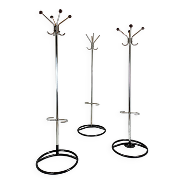 Portemanteaux Bauhaus chromés, années 1930, lot de 3