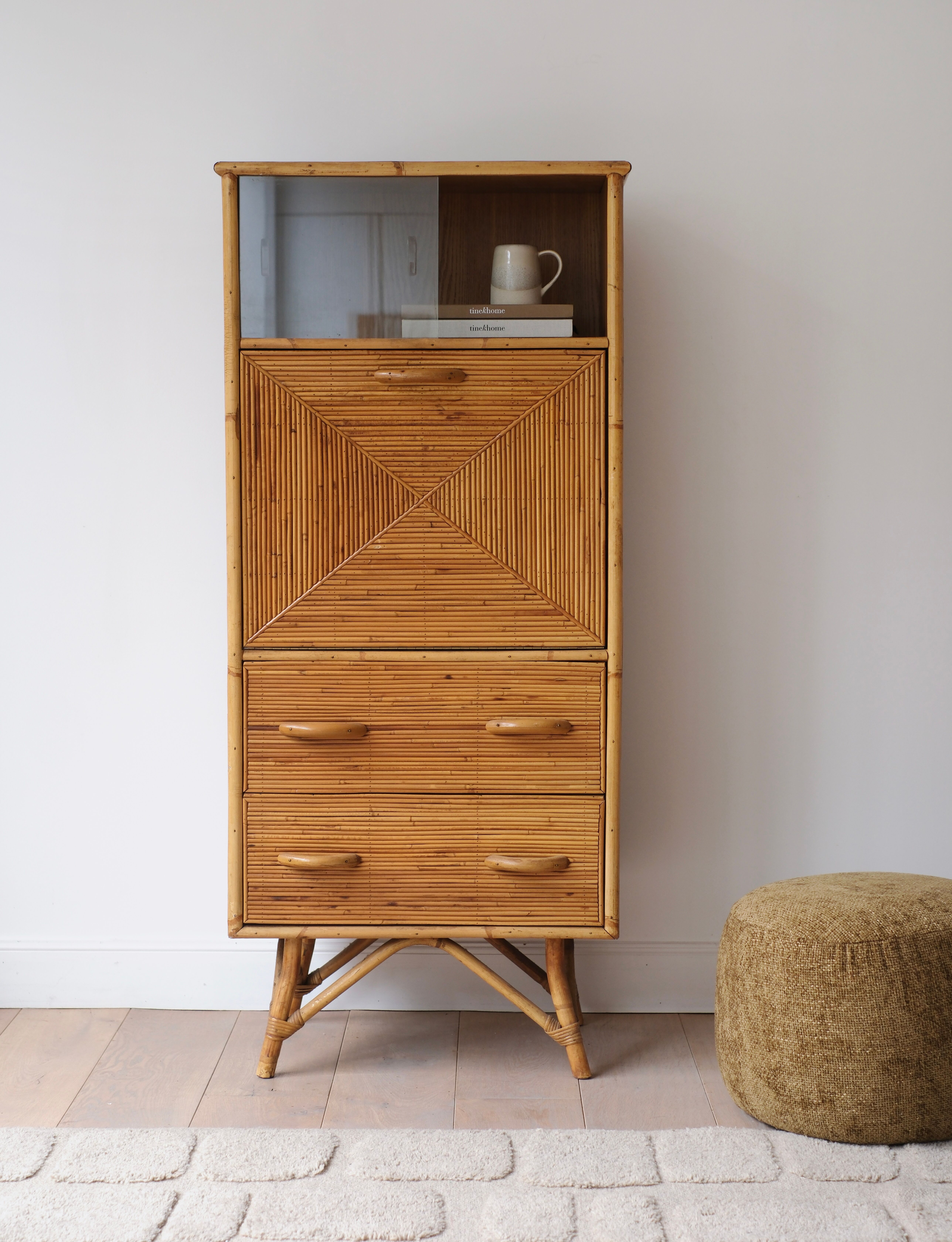 Vintage rattan secretary
