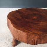 Handcrafted Teak Tree Trunk Tripod Coffee Table, 1960s