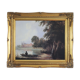 Old oil painting – the castle – gilded wood frame – barj-buzzoni collection