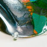 Multicolore glazed ceramic bowl, XL size, signed, Spanish mid-century design (60s-70s) ideal fruit centerpiece