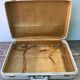 Old white leather case with vintage 70s leather handle