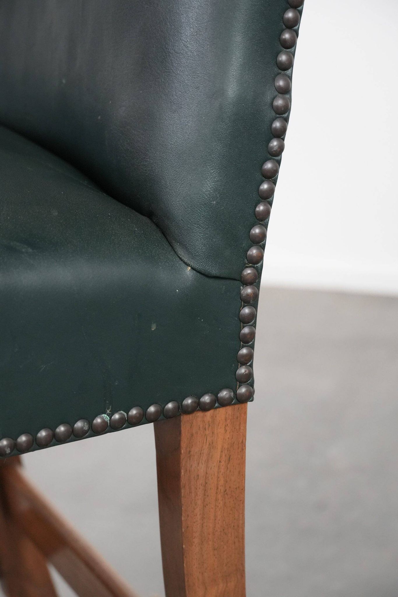 Old English cowhide and wooden Gainsborough side/desk chair