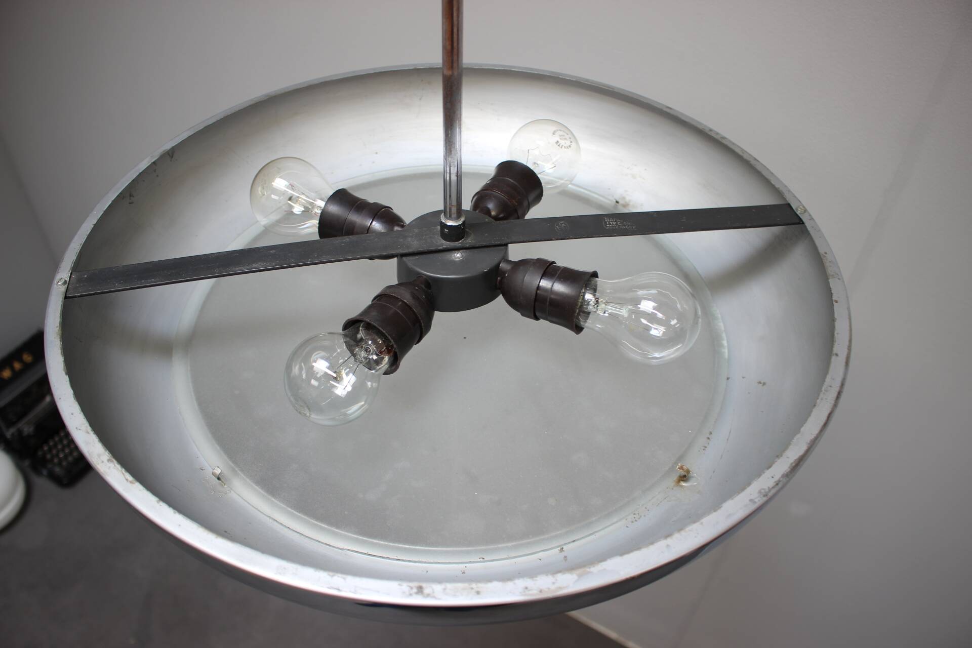 Bauhaus UFO pendant lamp by Josef Hurka for Napako, 1930s