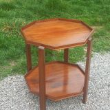 Art Deco folding side table in mahogany with double top marquetry.