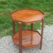Art Deco folding side table in mahogany with double top marquetry.
