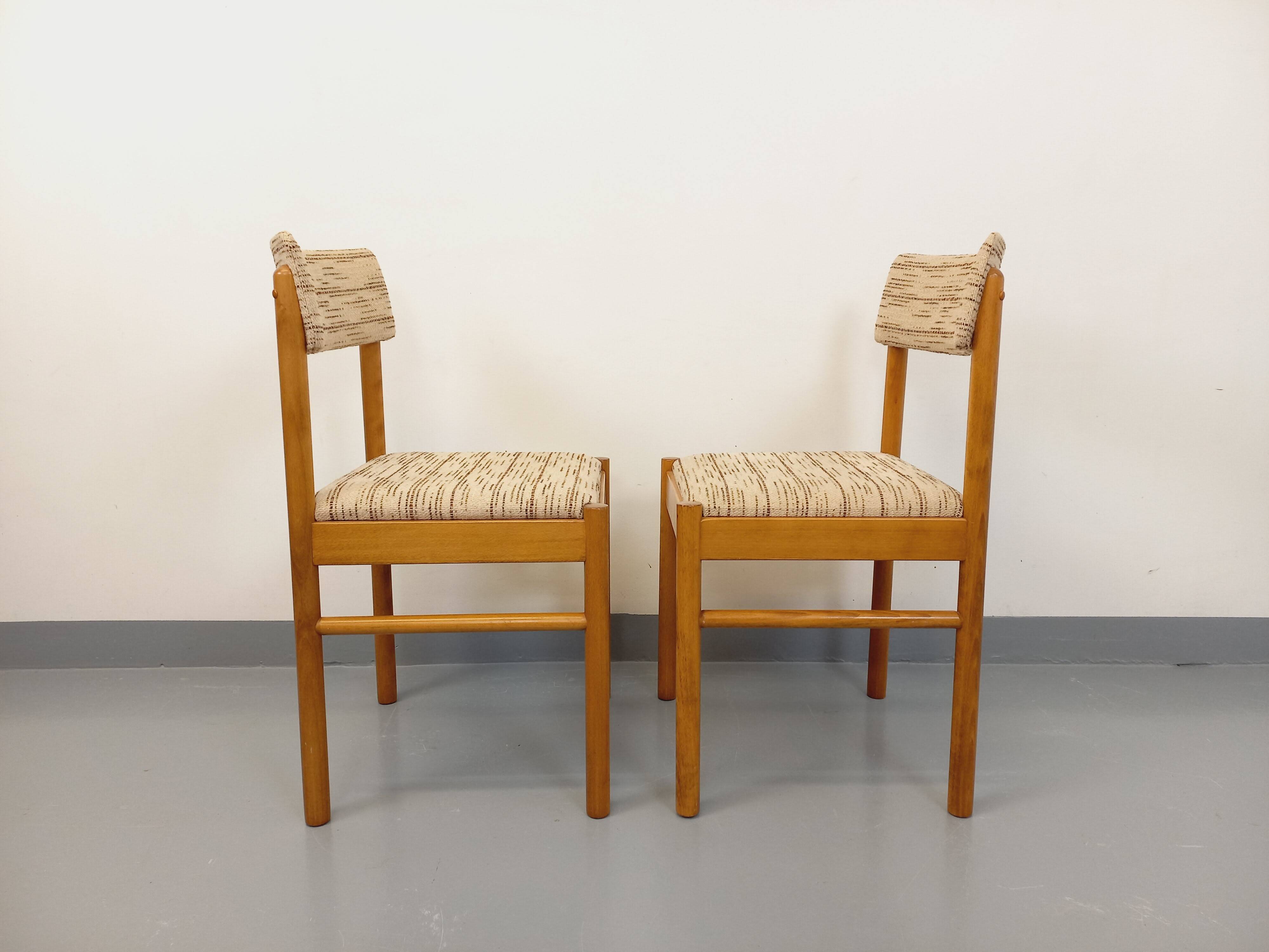 Pair of vintage Baumann chairs in wood and fabric from the 70s