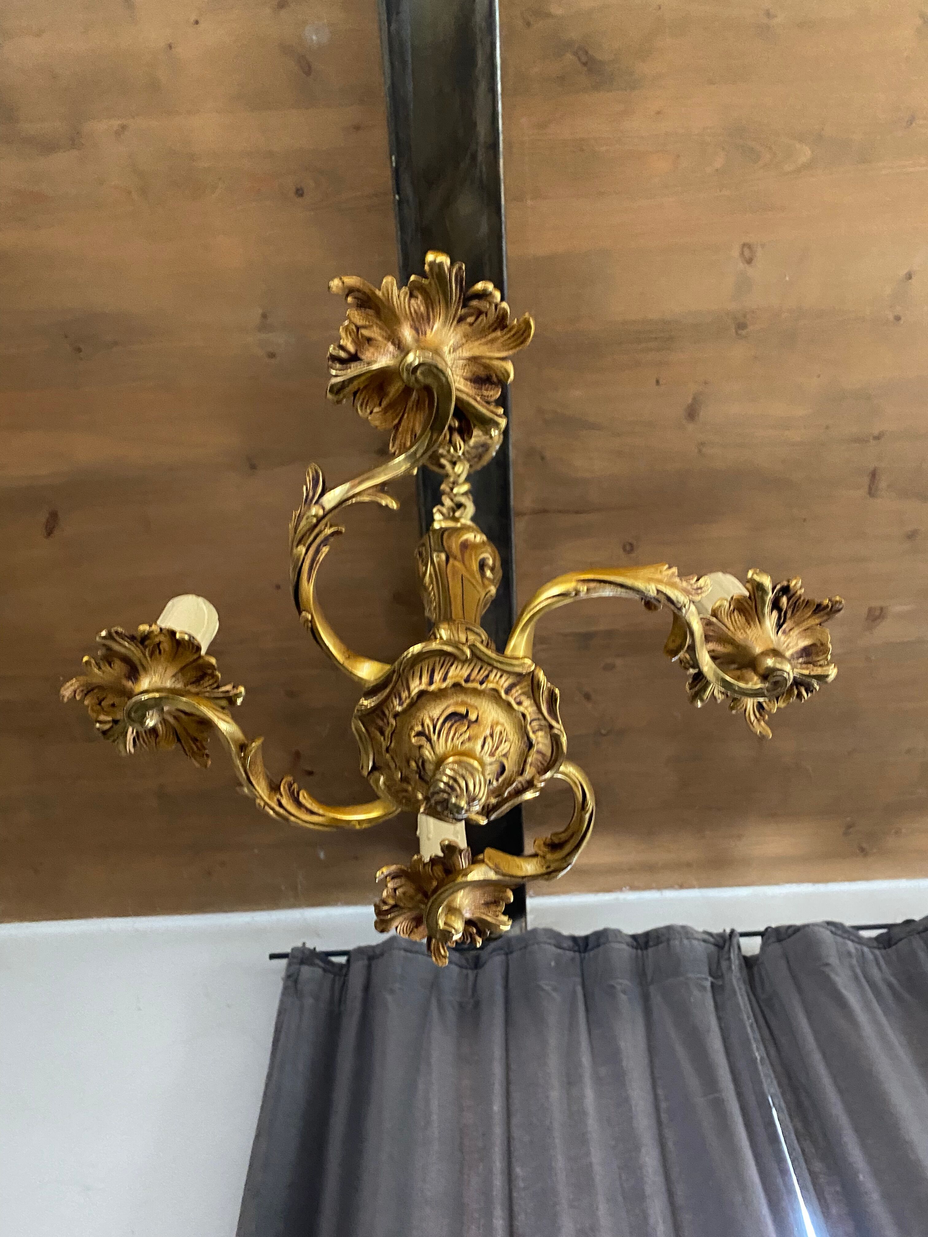 Gilded bronze chandelier Louis XV