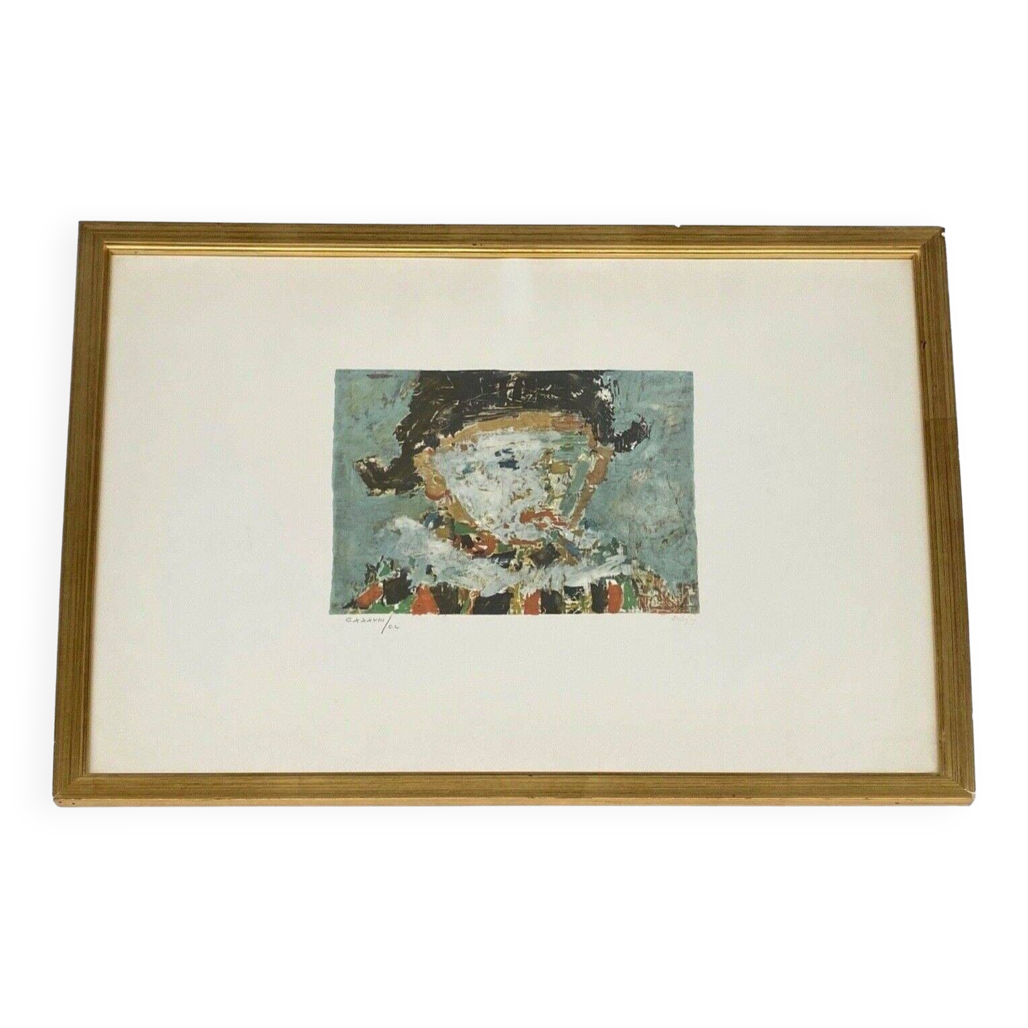 Lithograph countersigned by Jean Pougny Harlequin white mask 20th century