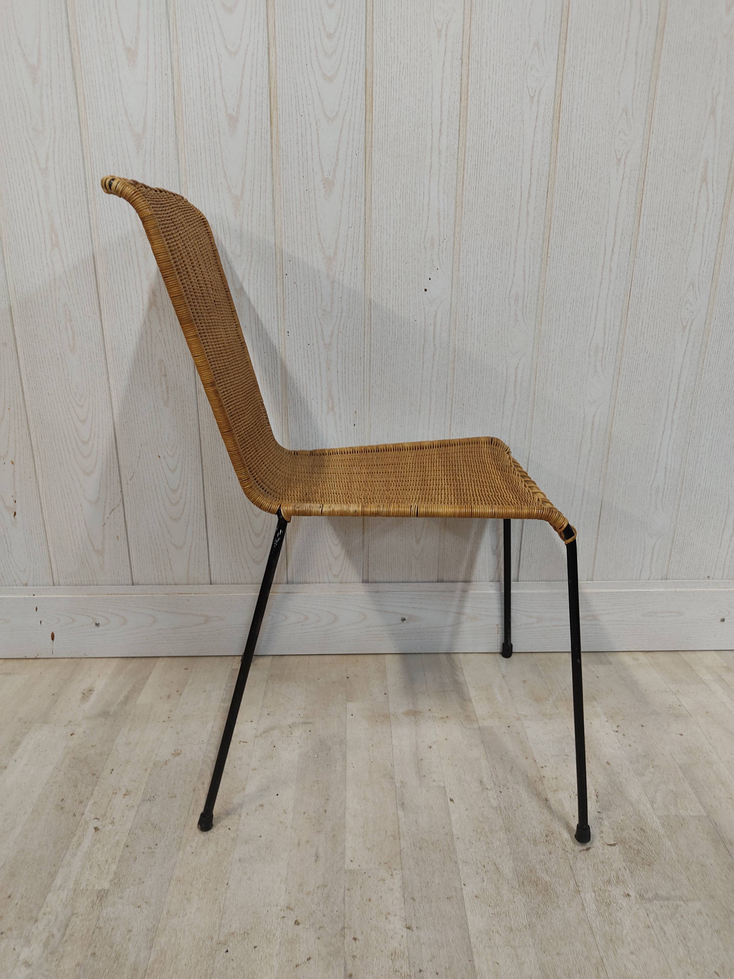 Lot de 10 chaises vintage osier et métal