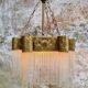 Hanging lamp Art Deco copper with glass beads