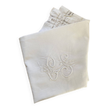 White cotton pillowcase with CS monogram
