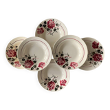 6 antique deep plates in faience from badonviller