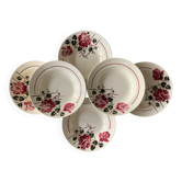 6 assiettes creuses anciennes en faïence de badonviller