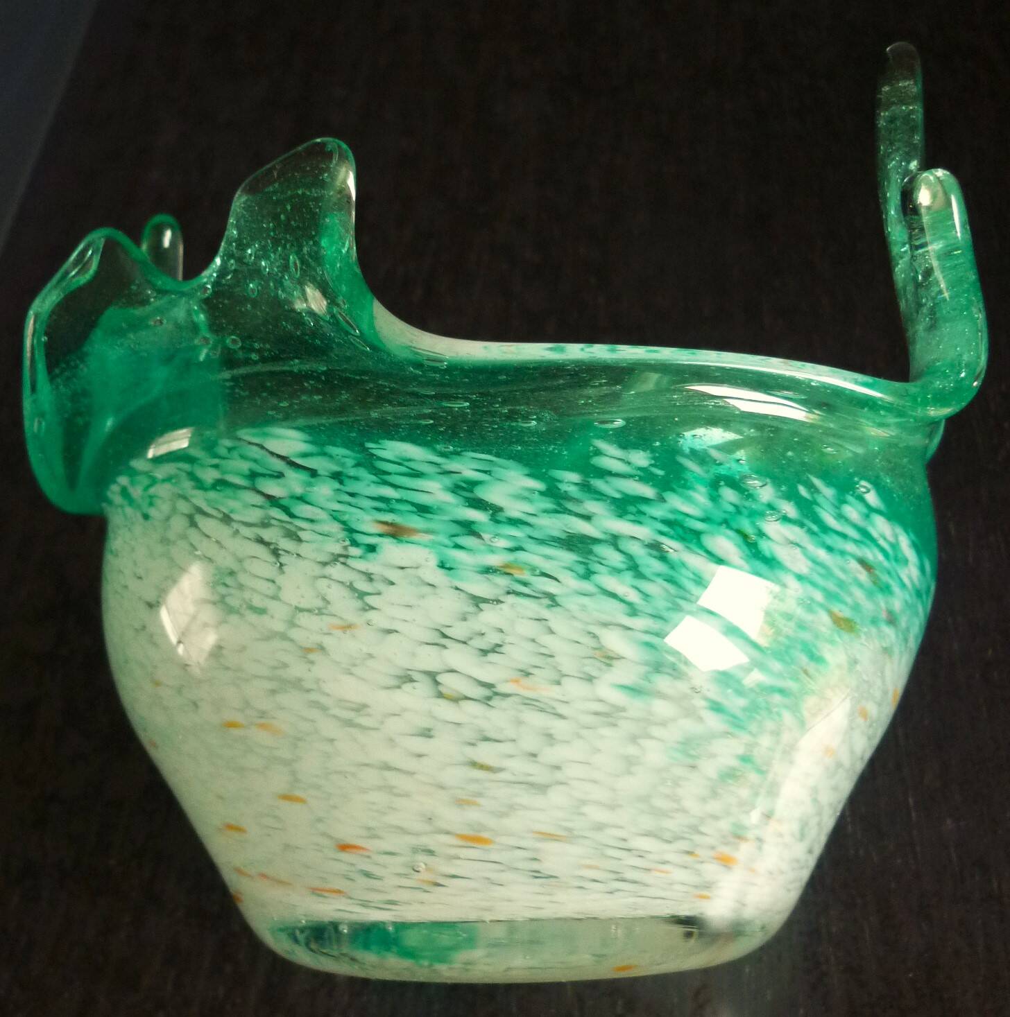 Blown glass empty pocket, thick, free-form, 80s design