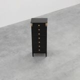 20th Century Louis XV-Style Black Lacquered Chest of Drawers with brass Mou