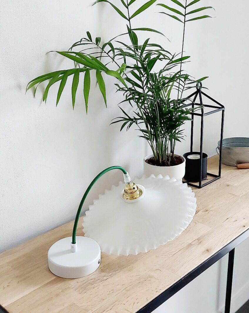 Vintage white opaline pendant lamp
