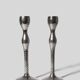 Pair Of Tall Textured Mirror Metal Candlesticks