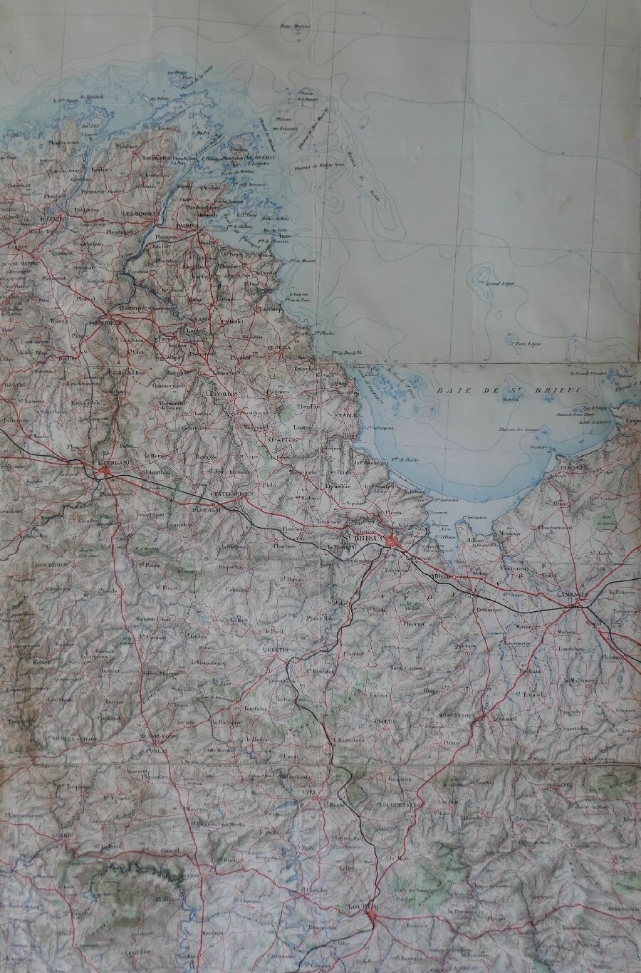 Old map of Saint Brieuc, Lamballe, Tréguier, Loudeac