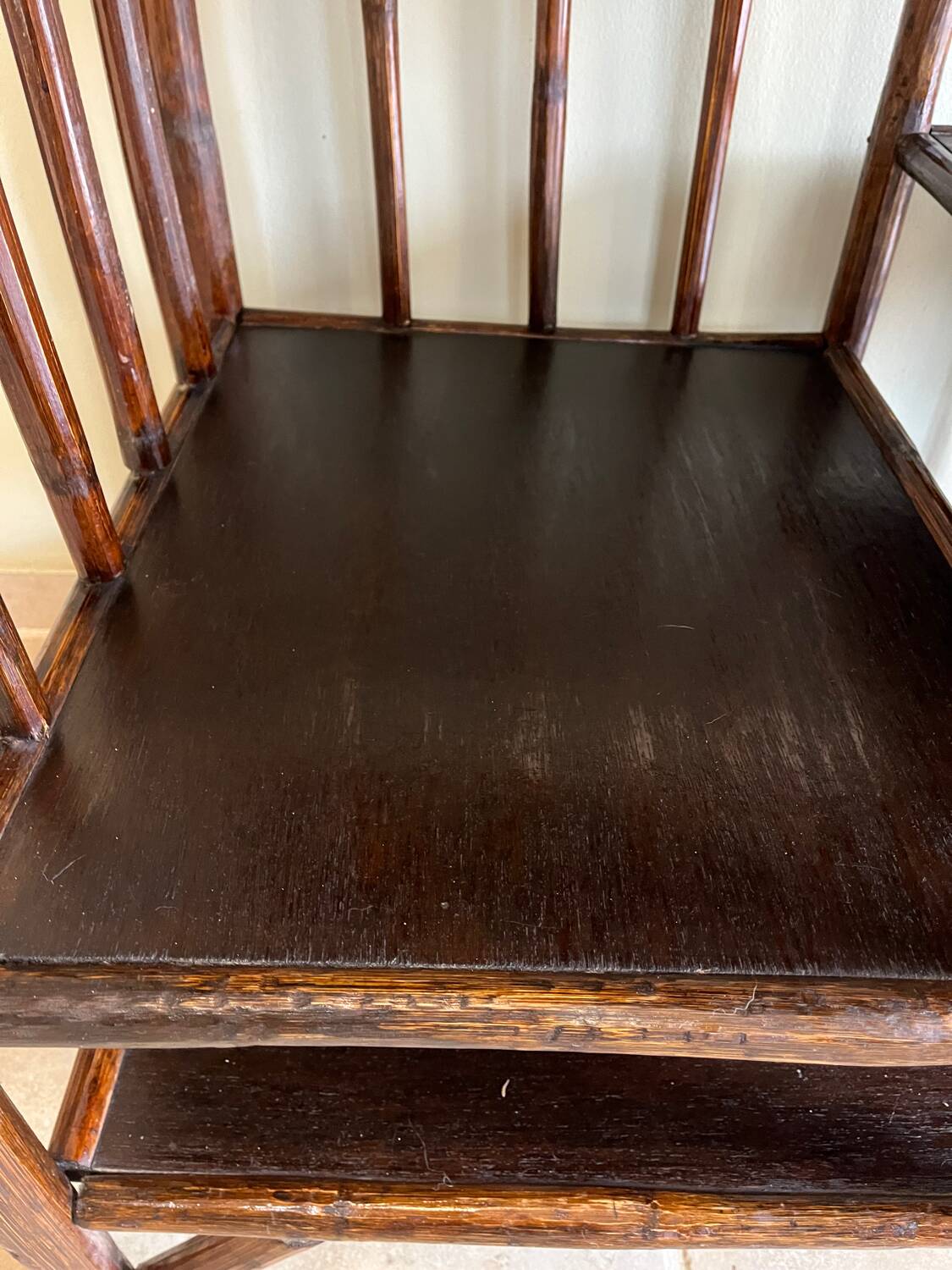 Brown rattan console shelf