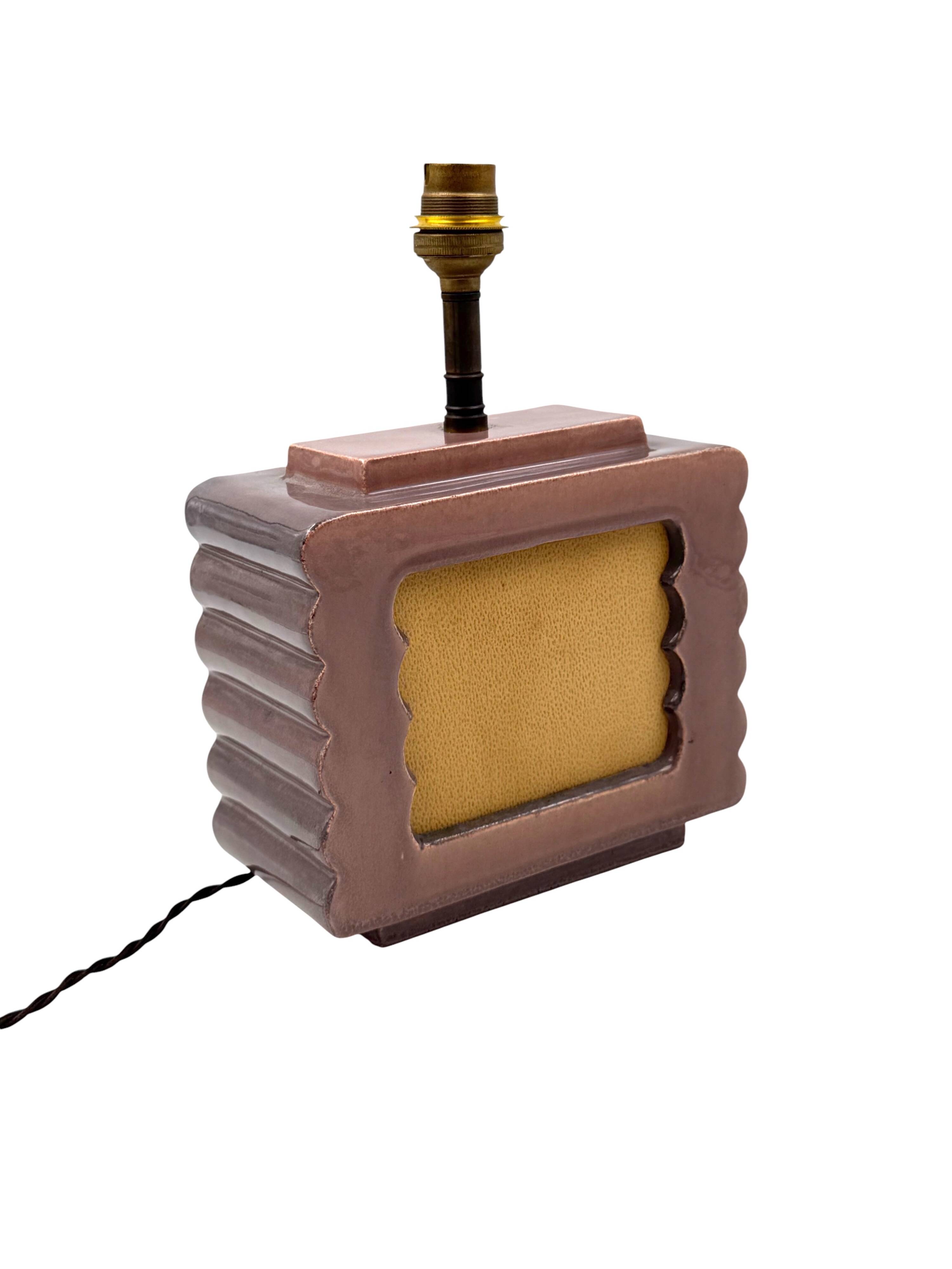 Art deco ceramic table lamp, Andre Fau Boulogne France circa 1940s