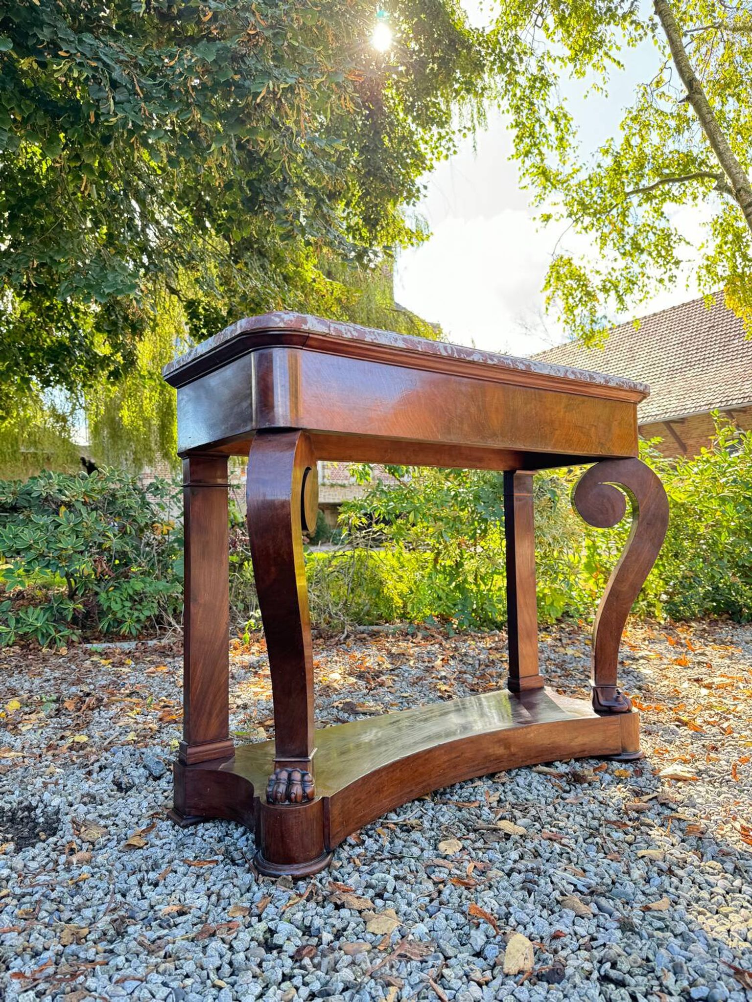 19th Century Empire Style Mahogany Console Table