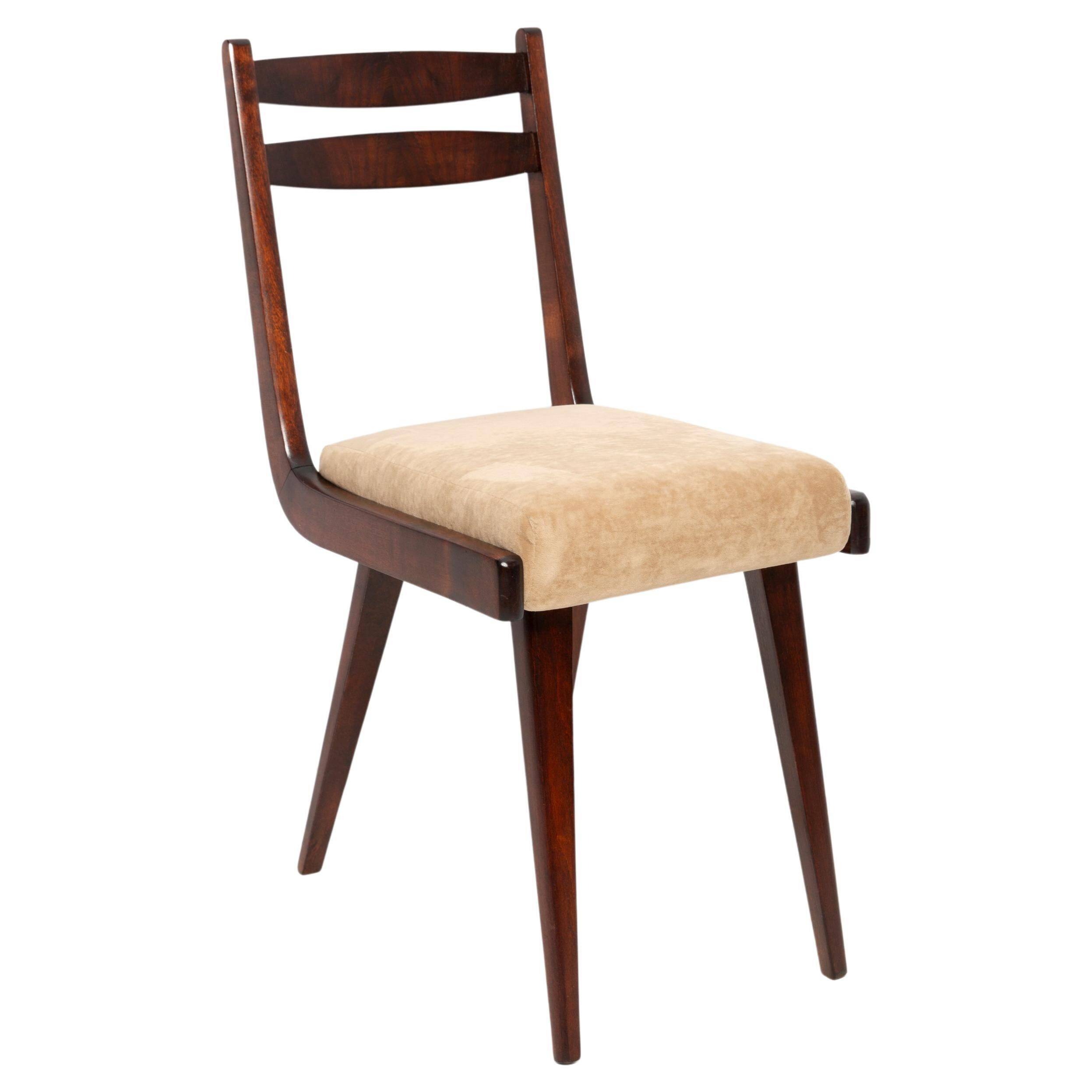 Chaise Mid Century Gazelle II en Velours Beige et Bois de Hêtre, Europe, 1960s