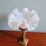 Table lamp in gilded bronze with opalescent glass shade, early 20th century.