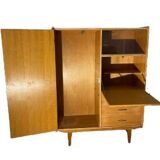 Vintage Scandinavian teak bookcase, vintage office cabinet secretary