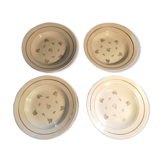 Porcelain Lunéville Hollow Plates Perrette Lot of 4